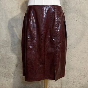 Vintage Studio Burgundy Y2K Faux Leather Skirt | Office Chic | Size 10